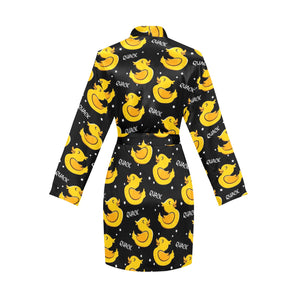 Duck Pattern Print Design 05 Women's Long Sleeve Belted Night Robe
