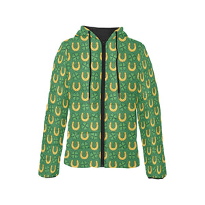 Horseshoes Pattern Print Design 05 Women's Padded Hooded Jacket