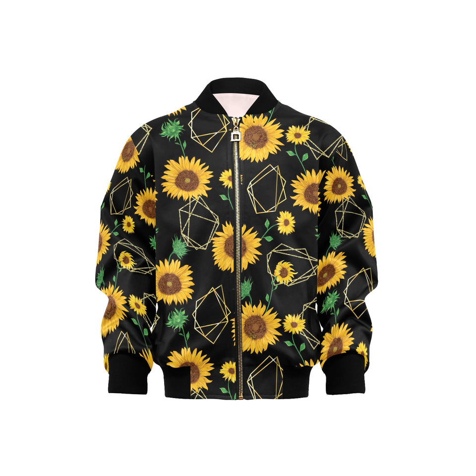 sunflower golden polygonal shapes Kids' Boys' Girls' Bomber Jacket