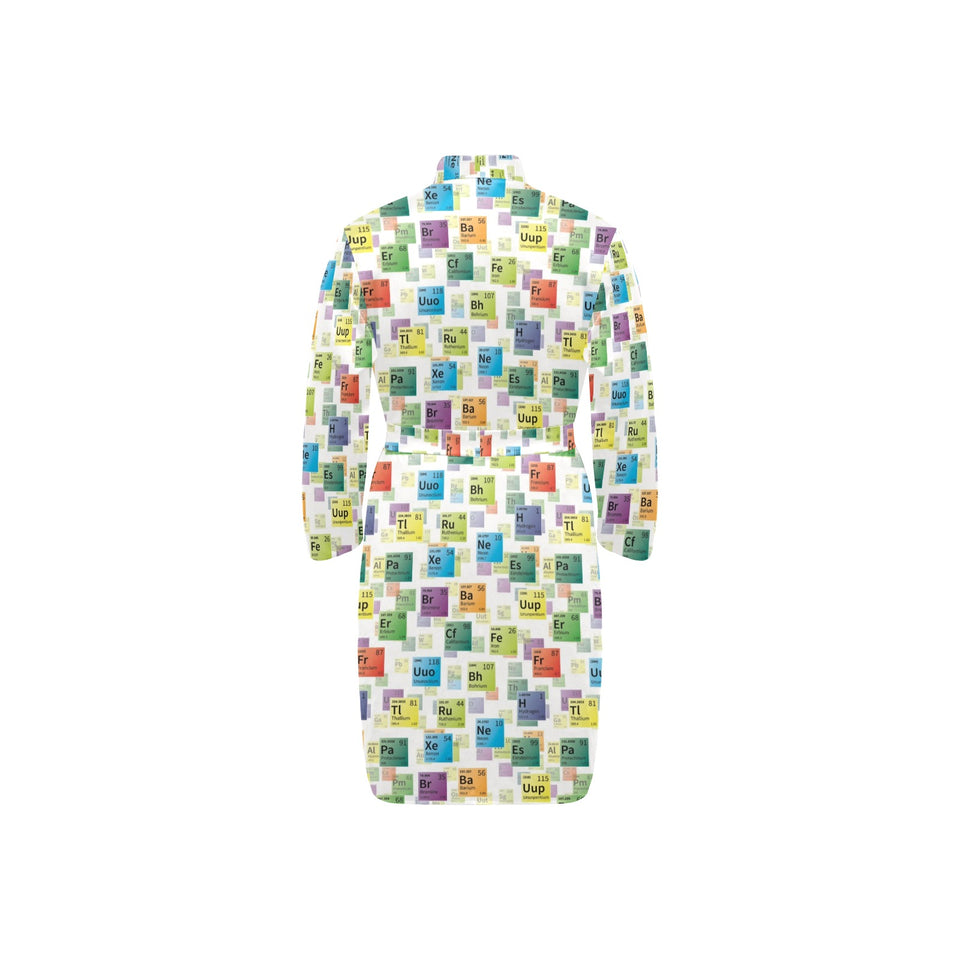 Chemistry Periodic Table Pattern Print Design 05 Men's Long Sleeve Belted Night Robe