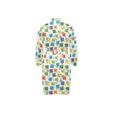 Chemistry Periodic Table Pattern Print Design 05 Men's Long Sleeve Belted Night Robe