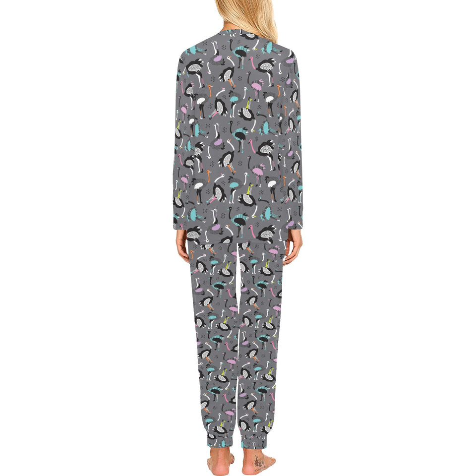 Ostrich Pattern Print Design 01 Women's All Over Print Pajama Set