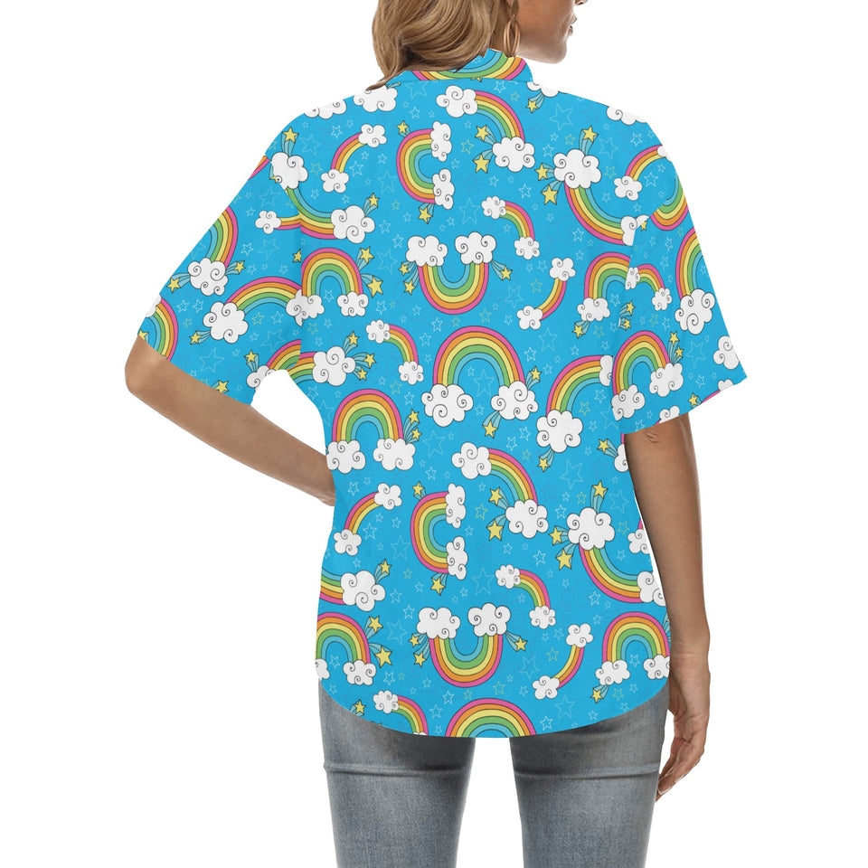 Rainbows Sky Clouds Pattern Women's All Over Print Hawaiian Shirt