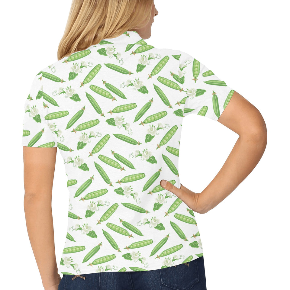 Green Peas Pattern Print Design 04 Women's All Over Print Polo Shirt