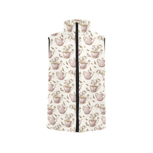 Tea pots Pattern Print Design 03 Women's Padded Vest