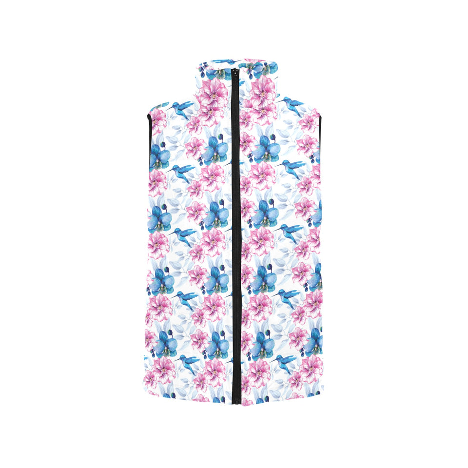 Hummingbird Pattern Print Design 02 Men's Padded Vest