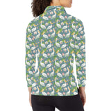 Pelican Pattern Print Design 04 Women's Long Sleeve Polo Shirt