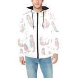 Cute sea otters pattern Men's Padded Hooded Jacket
