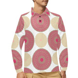 Circle indian pattern Men's Long Sleeve Polo Shirt