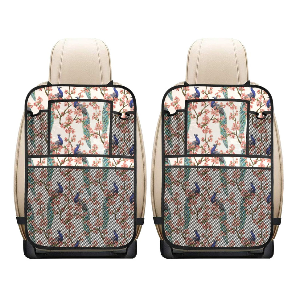 Peacock tropical flower pattern Car Seat Back Organizer