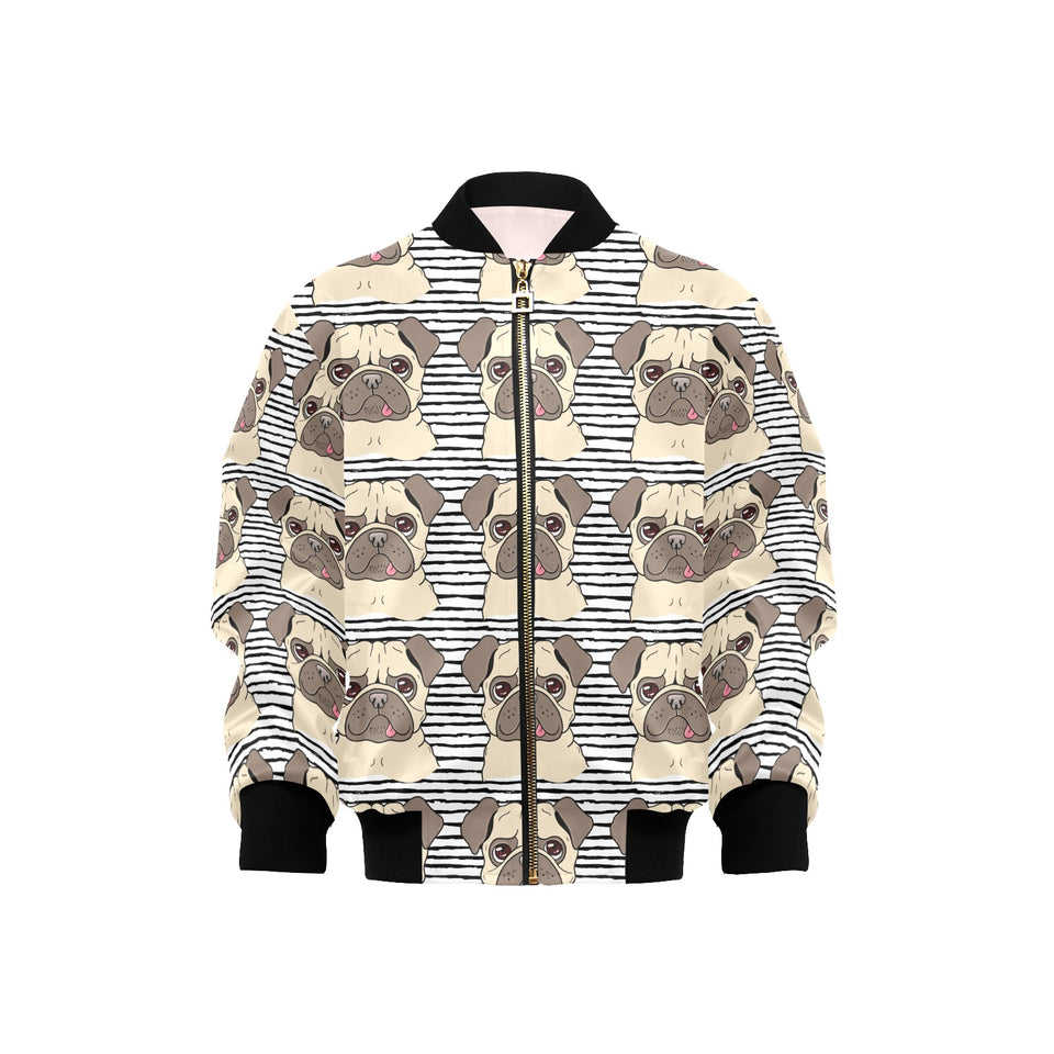 Happy pug pattern Kids' Boys' Girls' Bomber Jacket