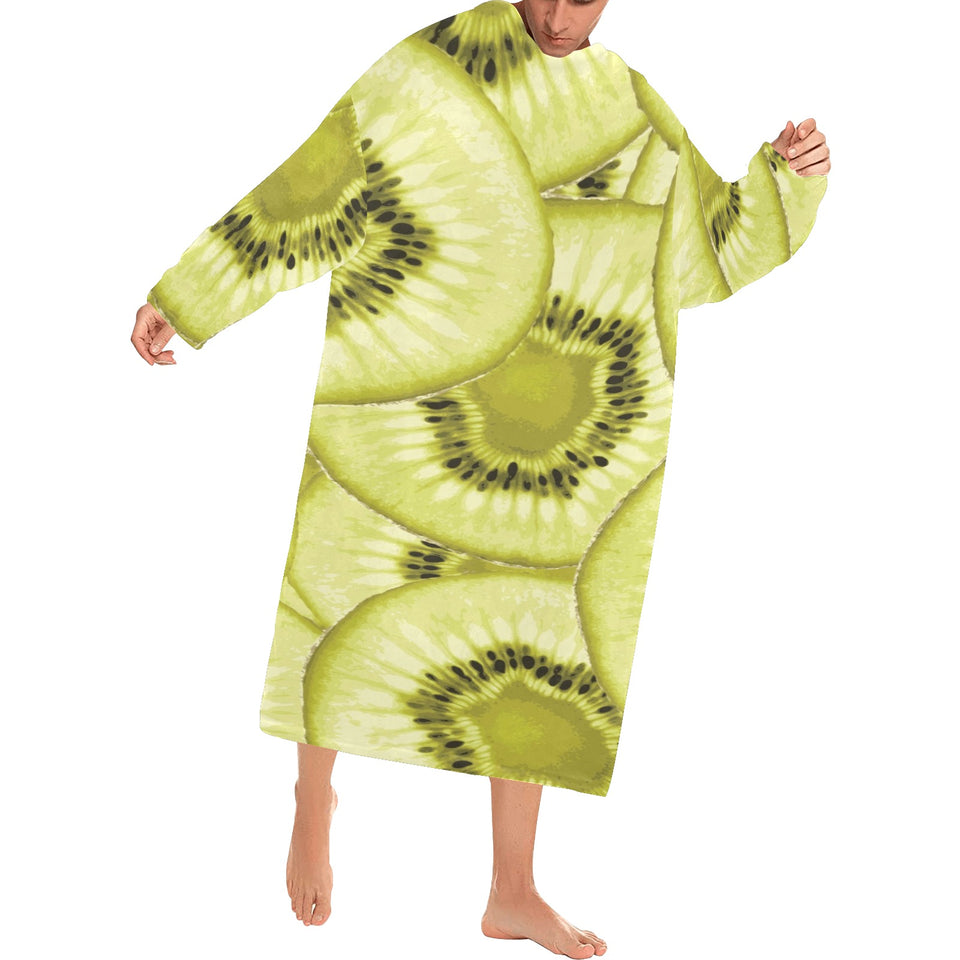 Sliced kiwi pattern Blanket Robe with Sleeves