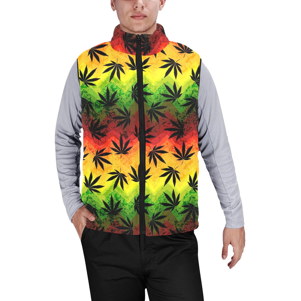 Canabis Marijuana Weed Pattern Print Design 03 Men's Padded Vest