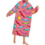 Colorful wrapped candy pattern Blanket Robe with Sleeves