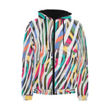 Colorful zebra skin pattern Men's Padded Hooded Jacket