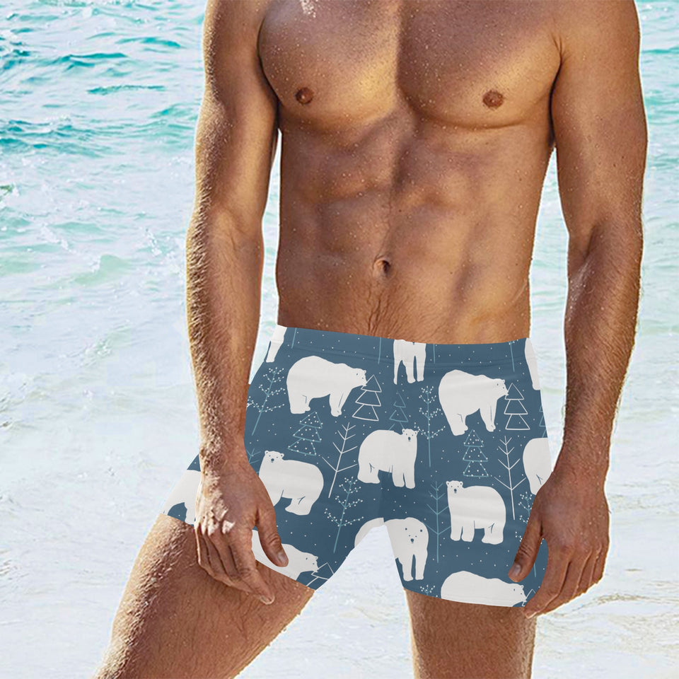 polar bear mother her child pattern Men's Swimming Trunks