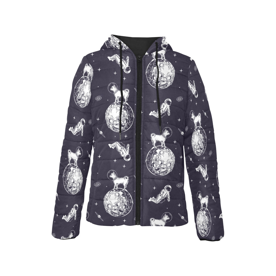 Chihuahua space helmet. astronaut pattern Women's Padded Hooded Jacket