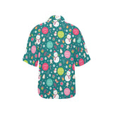 Snowman bird decorative elements christmas pattern Women's All Over Print Hawaiian Shirt