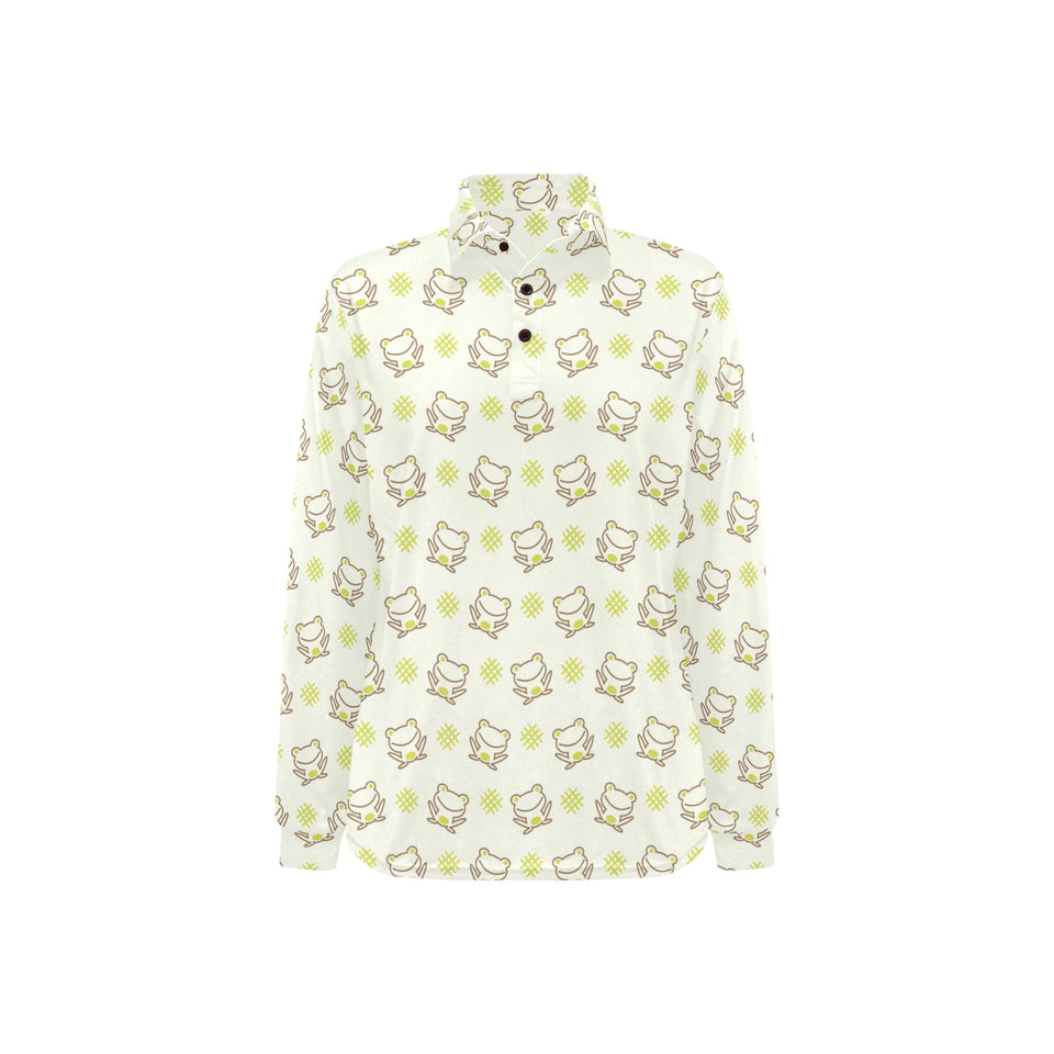 Cute cartoon frog baby pattern Women's Long Sleeve Polo Shirt
