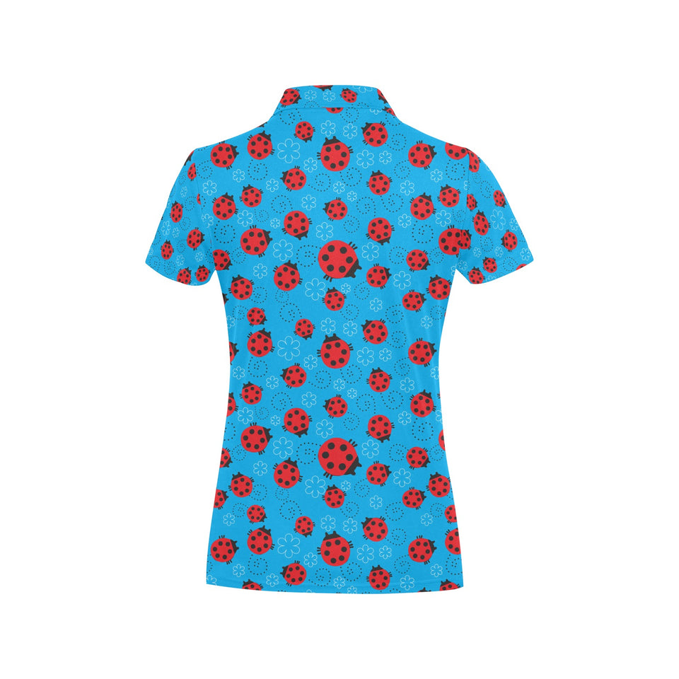 Ladybug Pattern Print Design 02 Women's All Over Print Polo Shirt