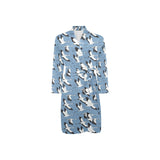 Seagull Pattern Print Design 04 Men's Long Sleeve Belted Night Robe