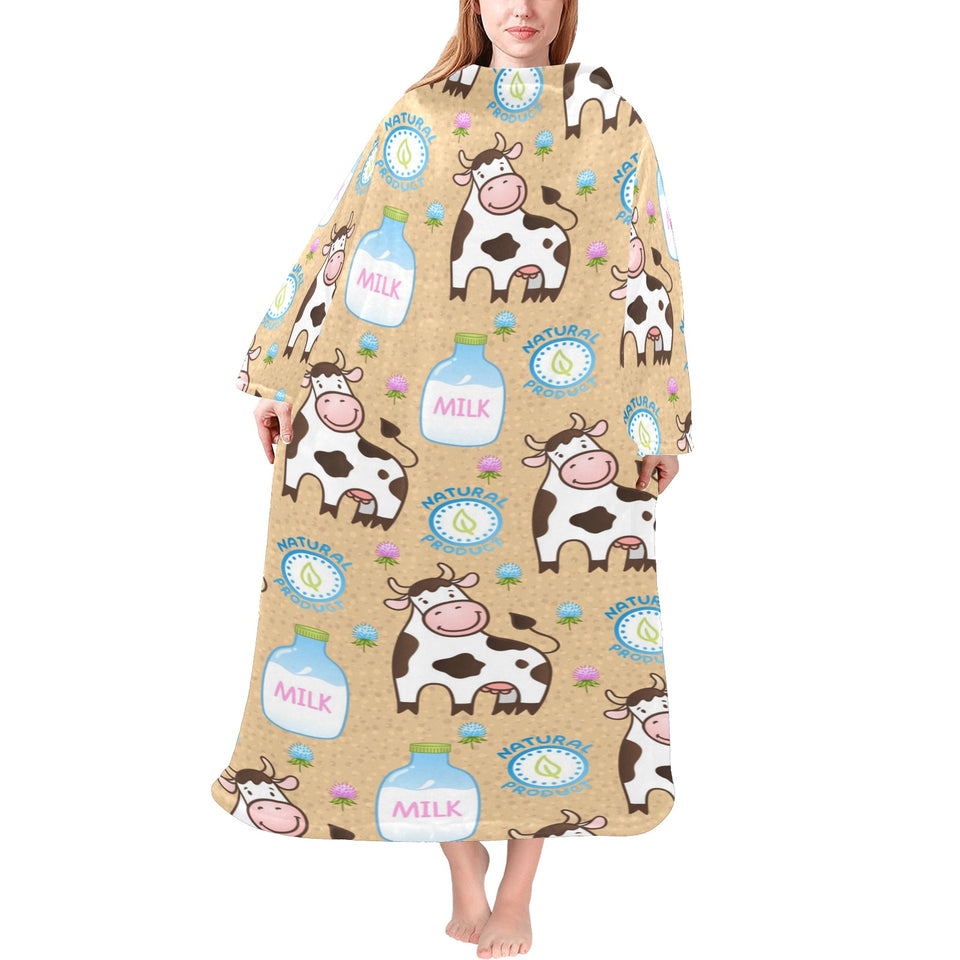 Cow bottle of milk pattern Blanket Robe with Sleeves