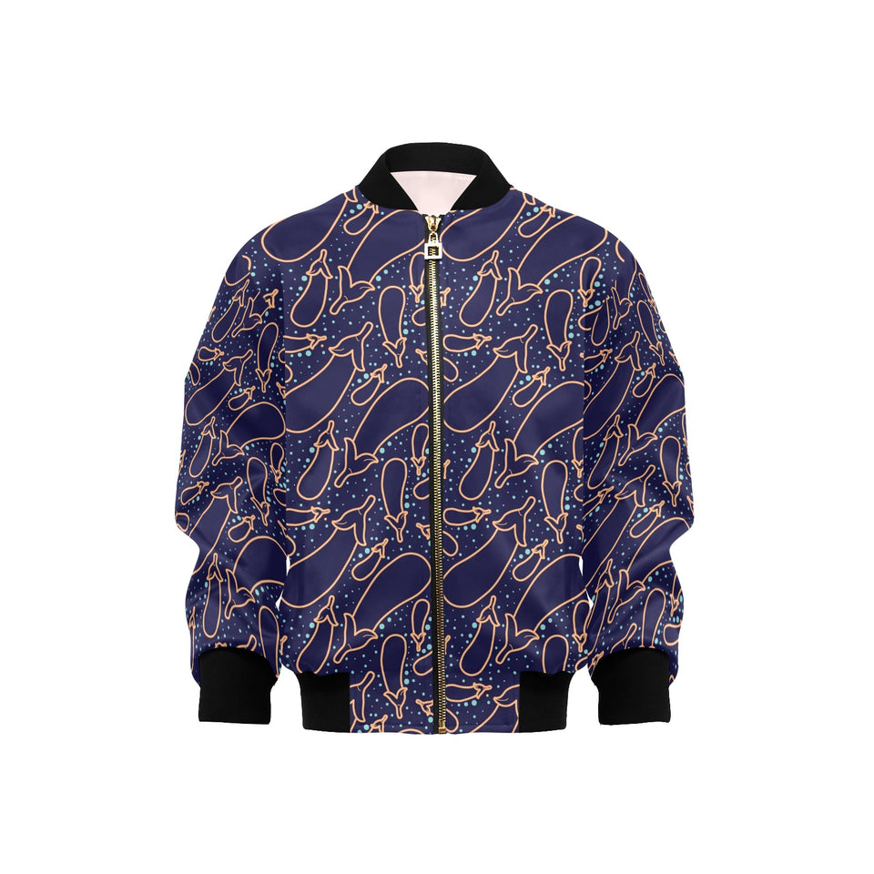 Eggplant Pattern Print Design 04 Kids' Boys' Girls' Bomber Jacket