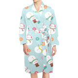 Cute snowman snowflake pattern Men's Long Sleeve Belted Night Robe