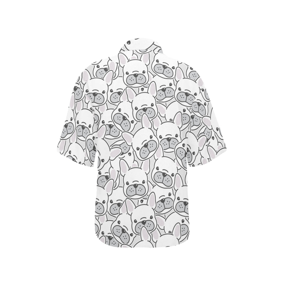 Cute french bulldog head pattern Women's All Over Print Hawaiian Shirt