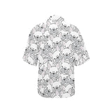 Cute french bulldog head pattern Women's All Over Print Hawaiian Shirt