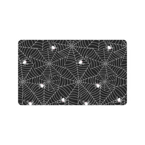 Spider web design pattern Black background white c Doormat