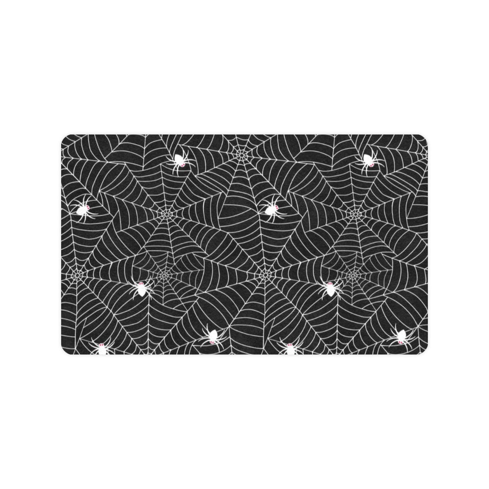 Spider web design pattern Black background white c Doormat