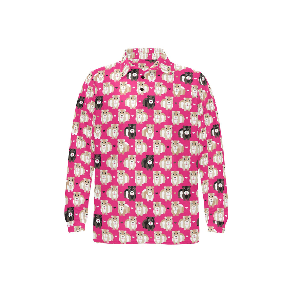 Guinea Pig Pattern Print Design 01 Men's Long Sleeve Polo Shirt