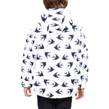 Swallow Pattern Print Design 03 Kids' Boys' Girls' Padded Hooded Jacket