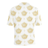 Gold Ornamental lotue waterlily symbol pattern Men's All Over Print Polo Shirt