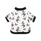 Boston terrier dog hearts vector pattern All Over Print Pet Dog Round Neck Fuzzy Shirt