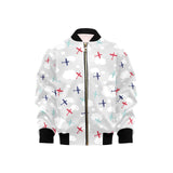 Airplane cloud grey background Kids' Boys' Girls' Bomber Jacket