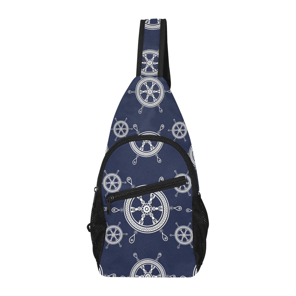 nautical steering wheel design pattern All Over Print Chest Bag
