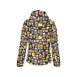 Beer type pattern Women's Padded Hooded Jacket