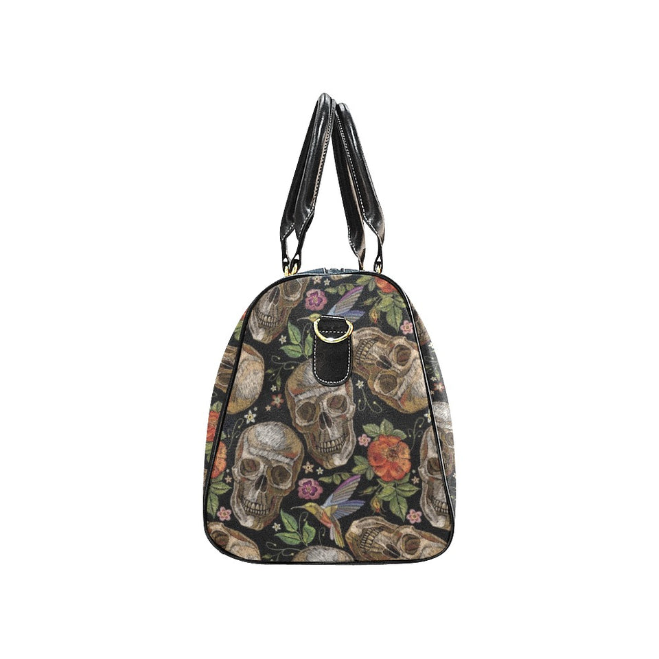 Skull rose humming bird flower pattern Travel Bag