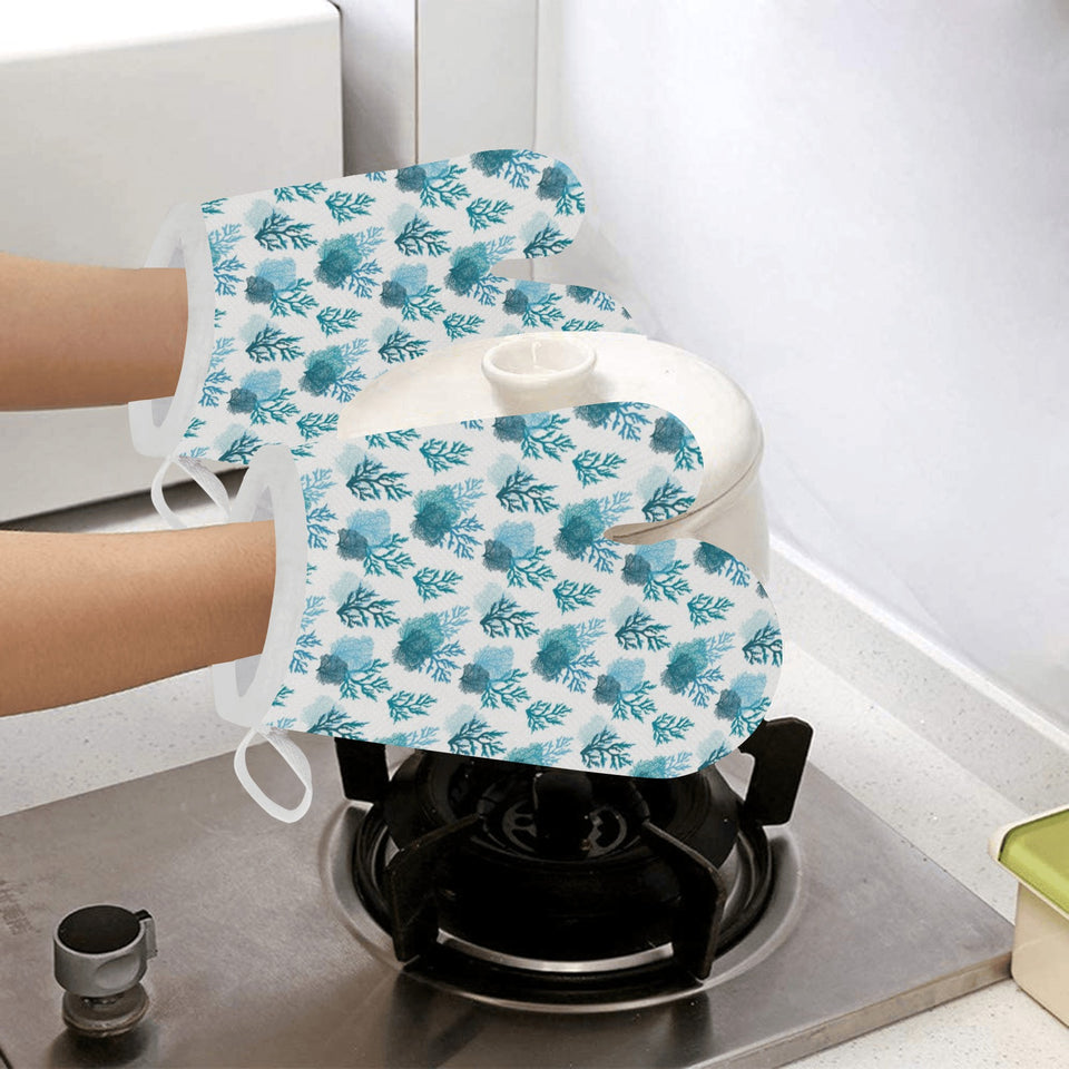 Coral Reef Pattern Print Design 04 Heat Resistant Oven Mitts