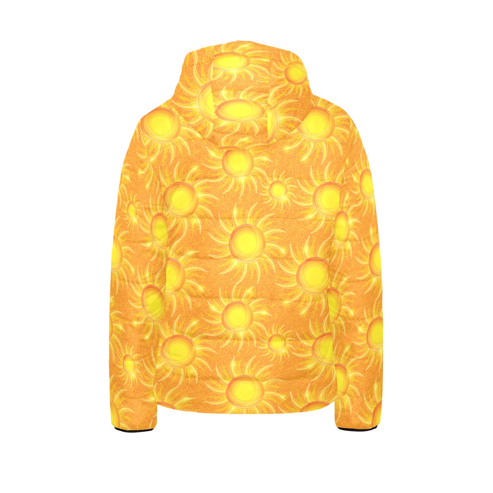 Sun orange background Kids' Boys' Girls' Padded Hooded Jacket