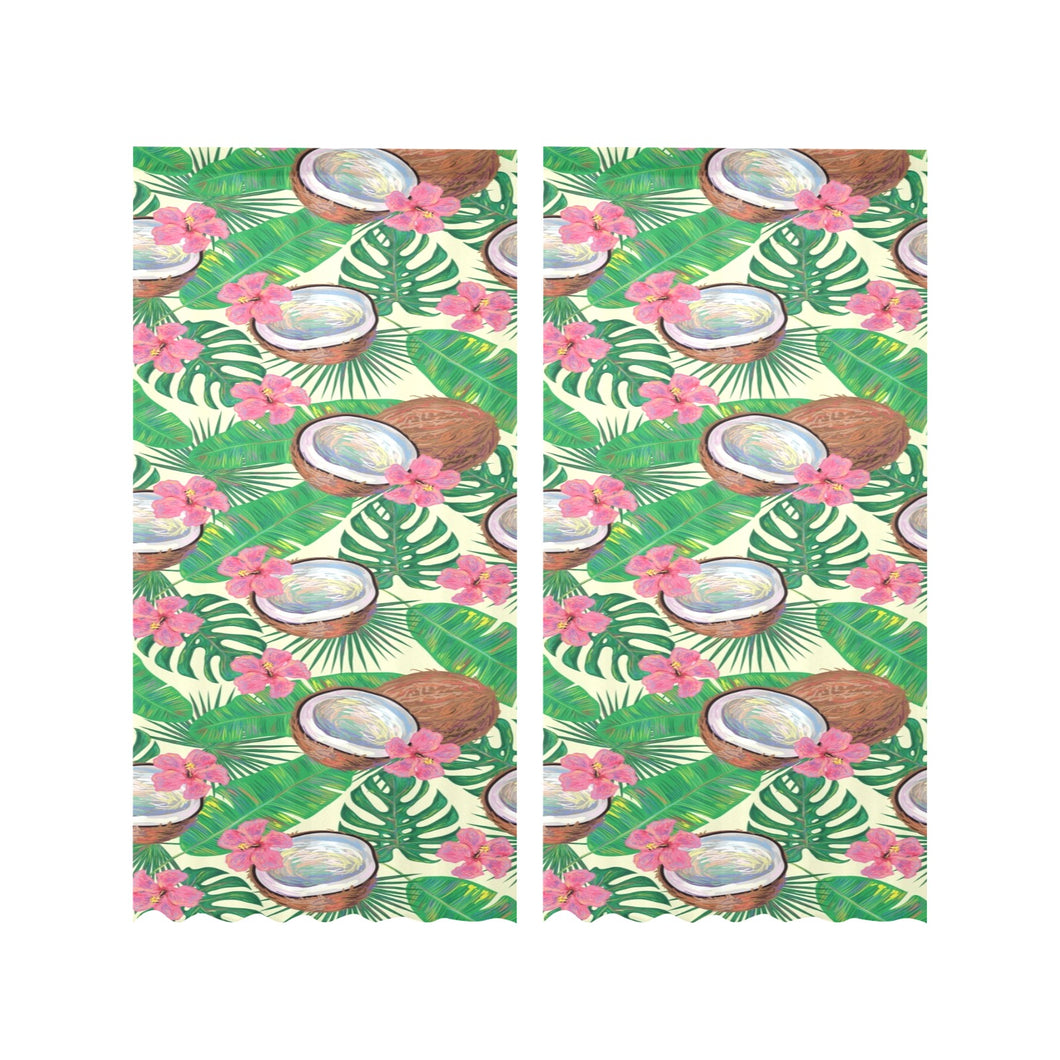 Coconut Pattern Print Design 01 Gauze Curtain