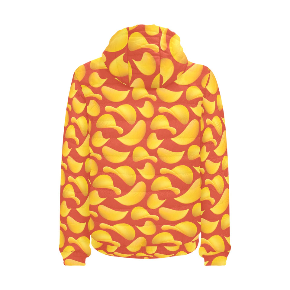 Potato Chips Pattern Print Design 05 Men's Padded Hooded Jacket