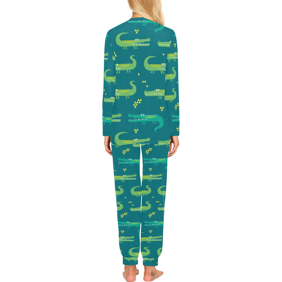 Crocodile pattern Women's All Over Print Pajama Set