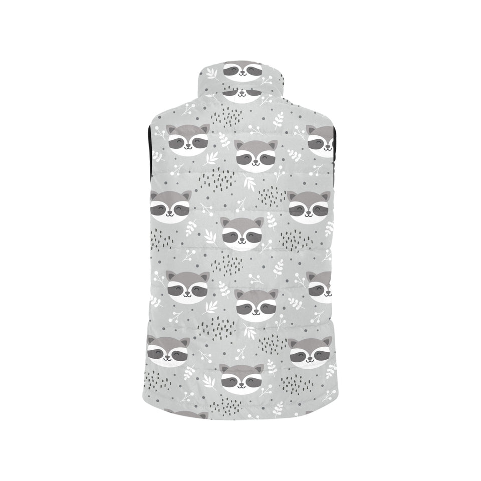 Cute raccoons leaves dot Women's Padded Vest