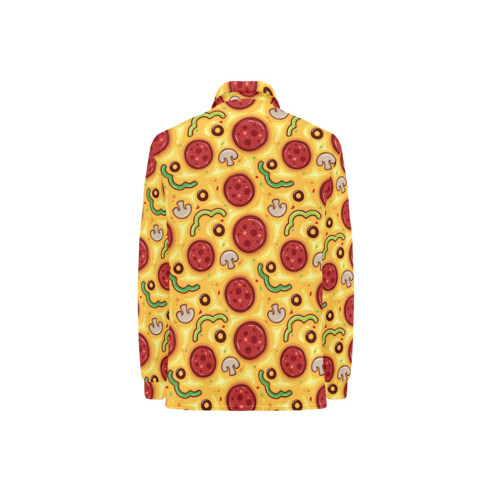 Pizza texture pattern Women's Long Sleeve Polo Shirt