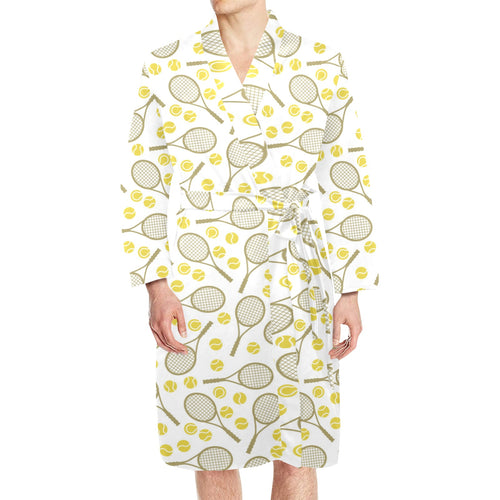 Tennis Pattern Print Design 02 Men's Long Sleeve Belted Night Robe