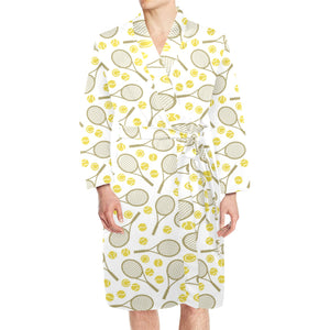Tennis Pattern Print Design 02 Men's Long Sleeve Belted Night Robe