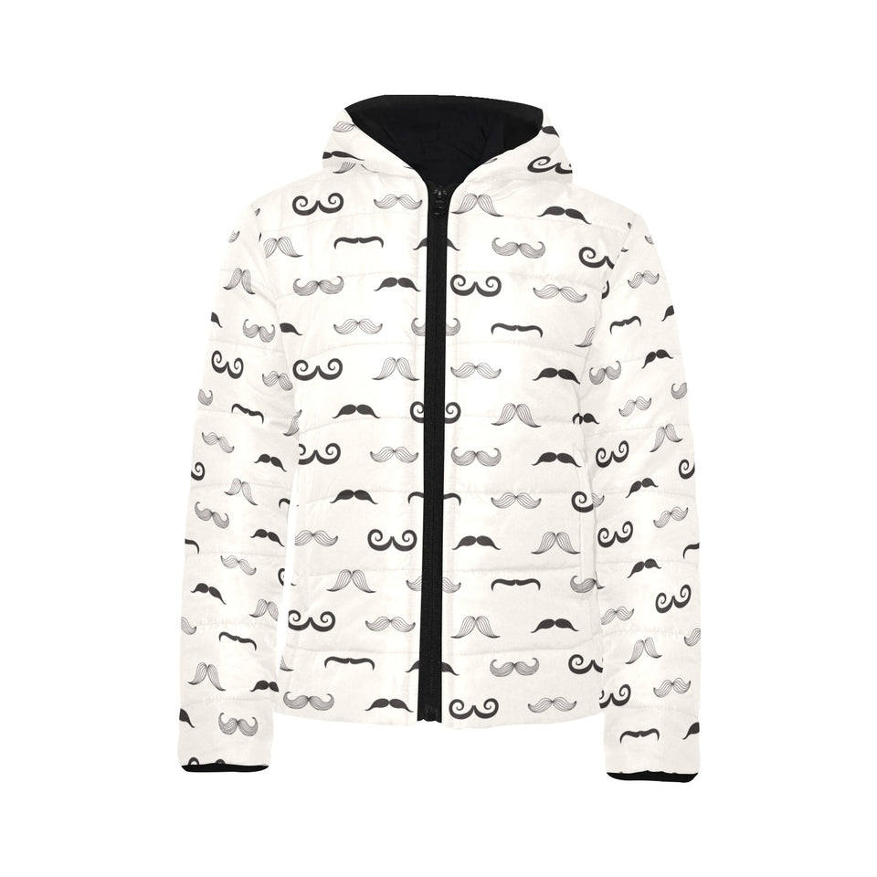 Mustache Beard Pattern Print Design 05 Kids' Boys' Girls' Padded Hooded Jacket
